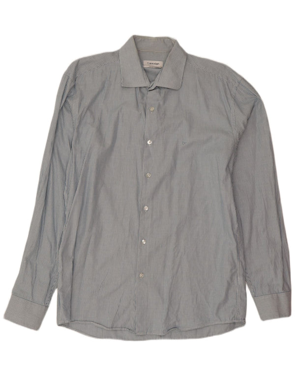 Camicia da uomo Calvin Klein in cotone gessato blu medio