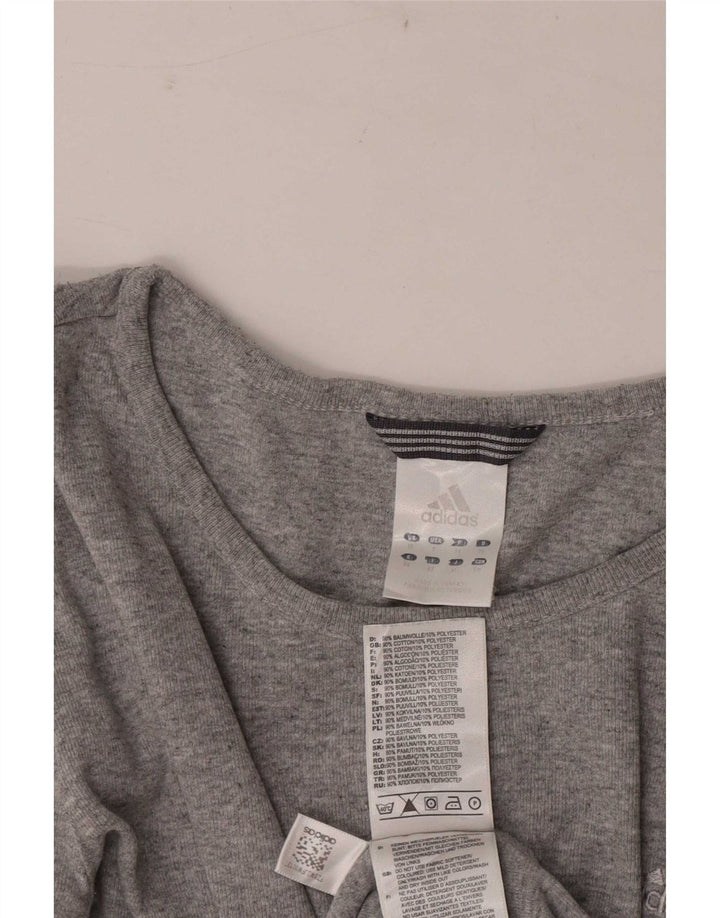 Adidas Womens Top Long Sleeve UK 10 Small Grey Cotton