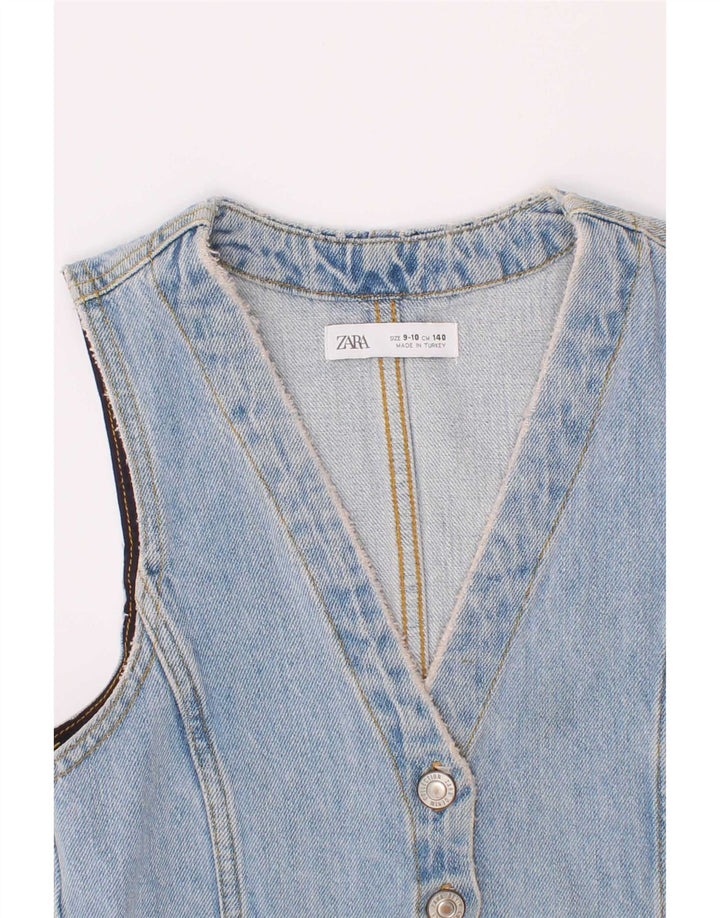 Zara Girls Denim Waistcoat 9-10 Years Blue