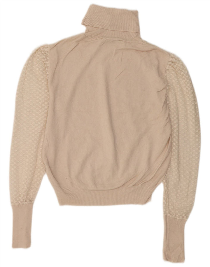 Zara Womens Roll Neck Jumper Sweater UK 12 Medium Off White Cotton