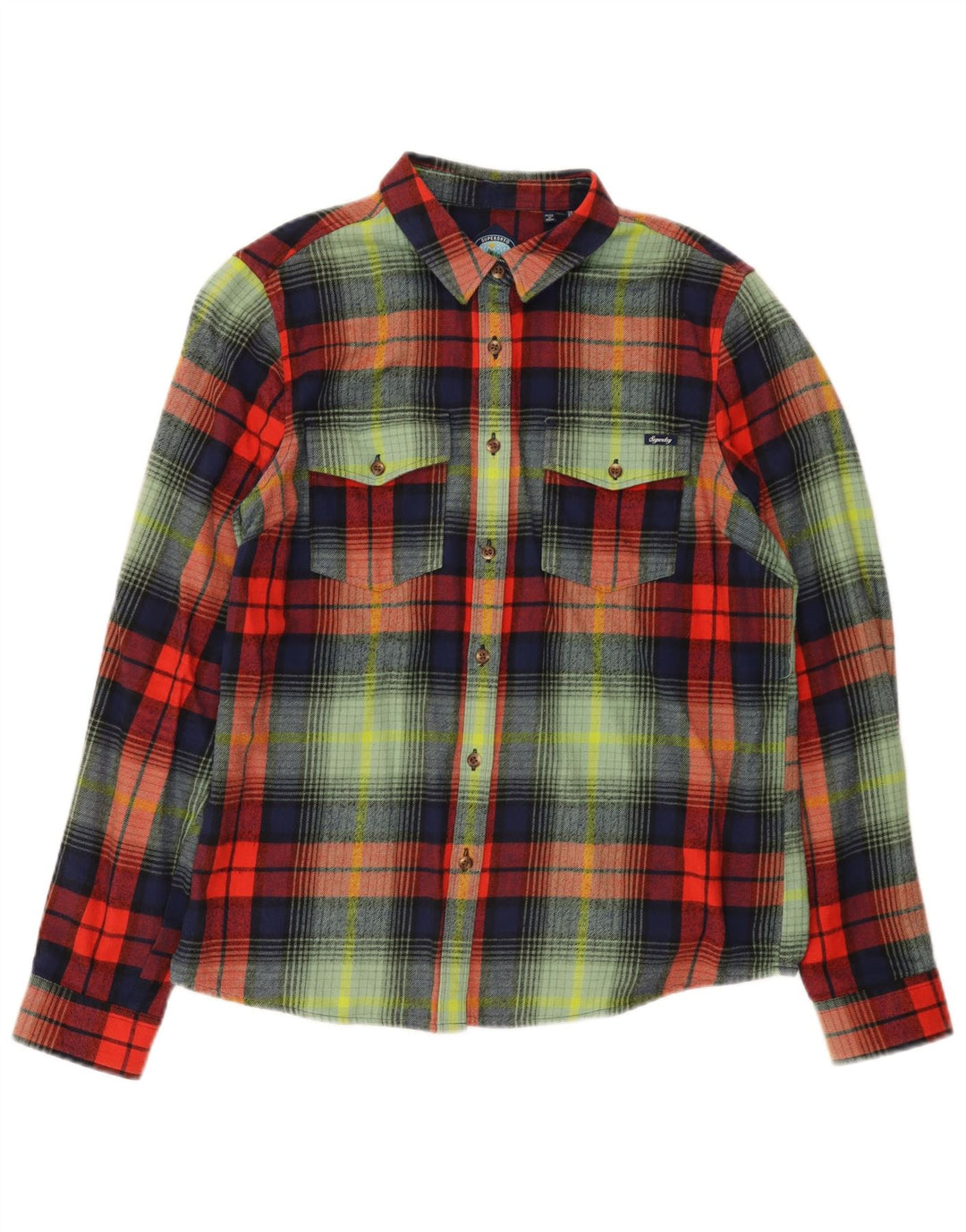 Camicia in flanella da donna Superdry UK 12 cotone scozzese medio multicolore
