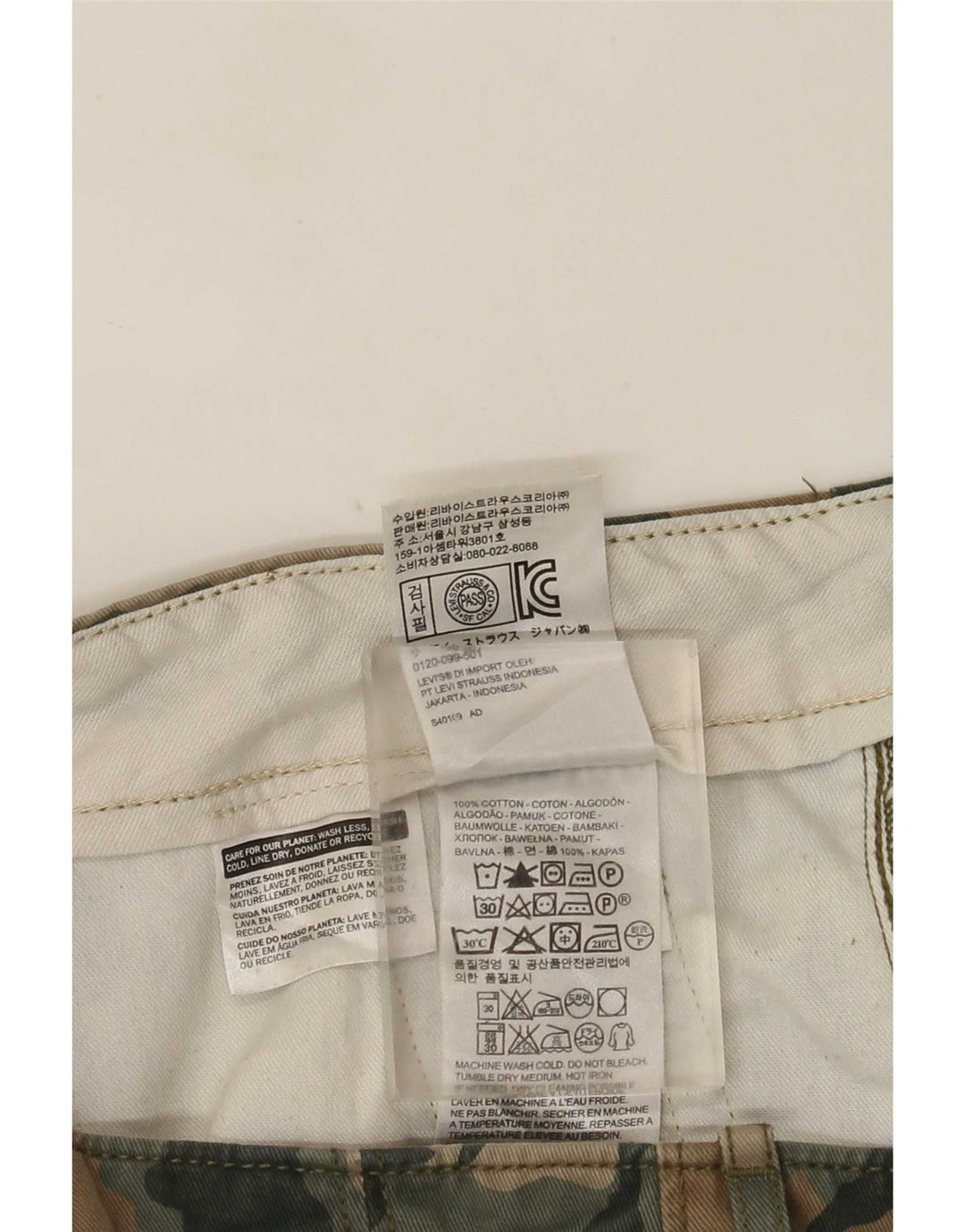 Levi's Mens Cargo Shorts W40 XL Khaki Camouflage Cotton