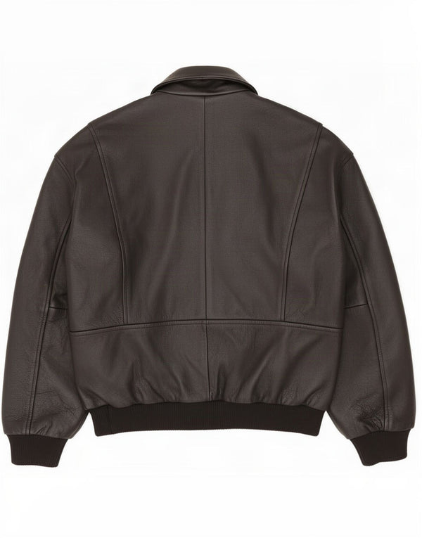 Jaqueta de couro masculina vintage IT 52 XL preta