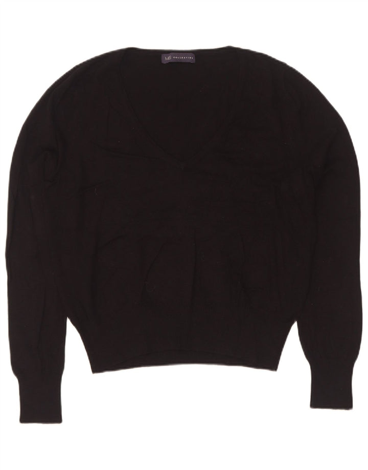 Marks & Spencer Womens V-Neck Jumper Sweater UK 14 Medium  Black Viscose