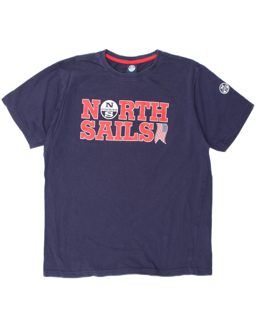 NORTH SAILS Mens Graphic T-Shirt Top Medium Navy Blue Cotton Vintage North Sails and Second-Hand North Sails from Messina Hembry 