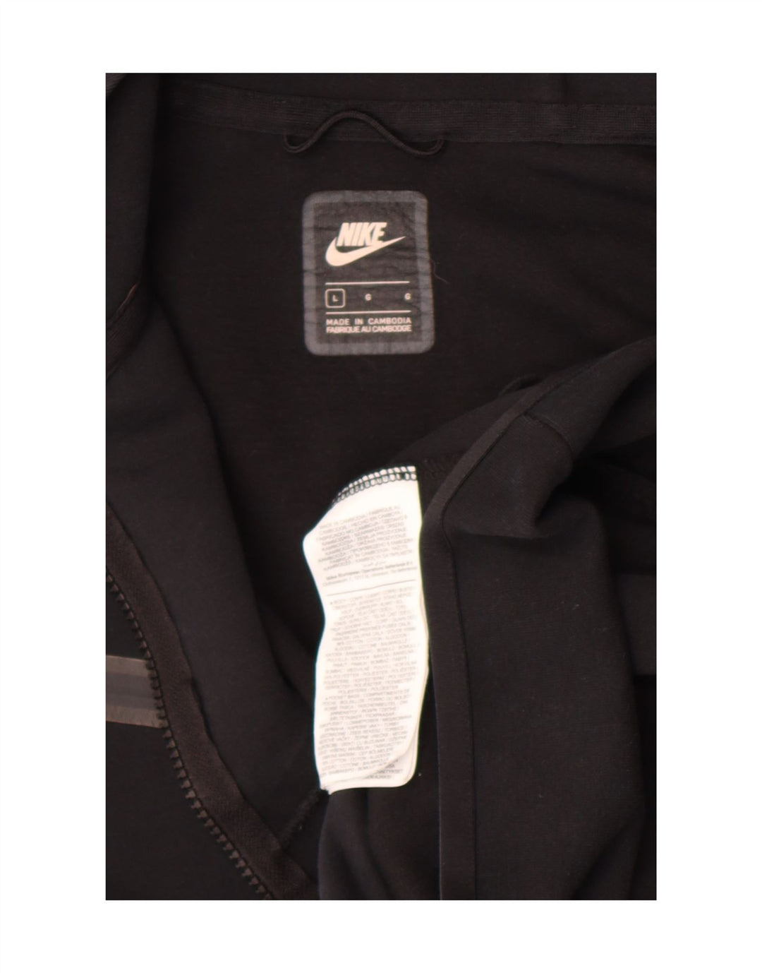 Nike Mens Zip Hoodie Sweater Large Black Cotton