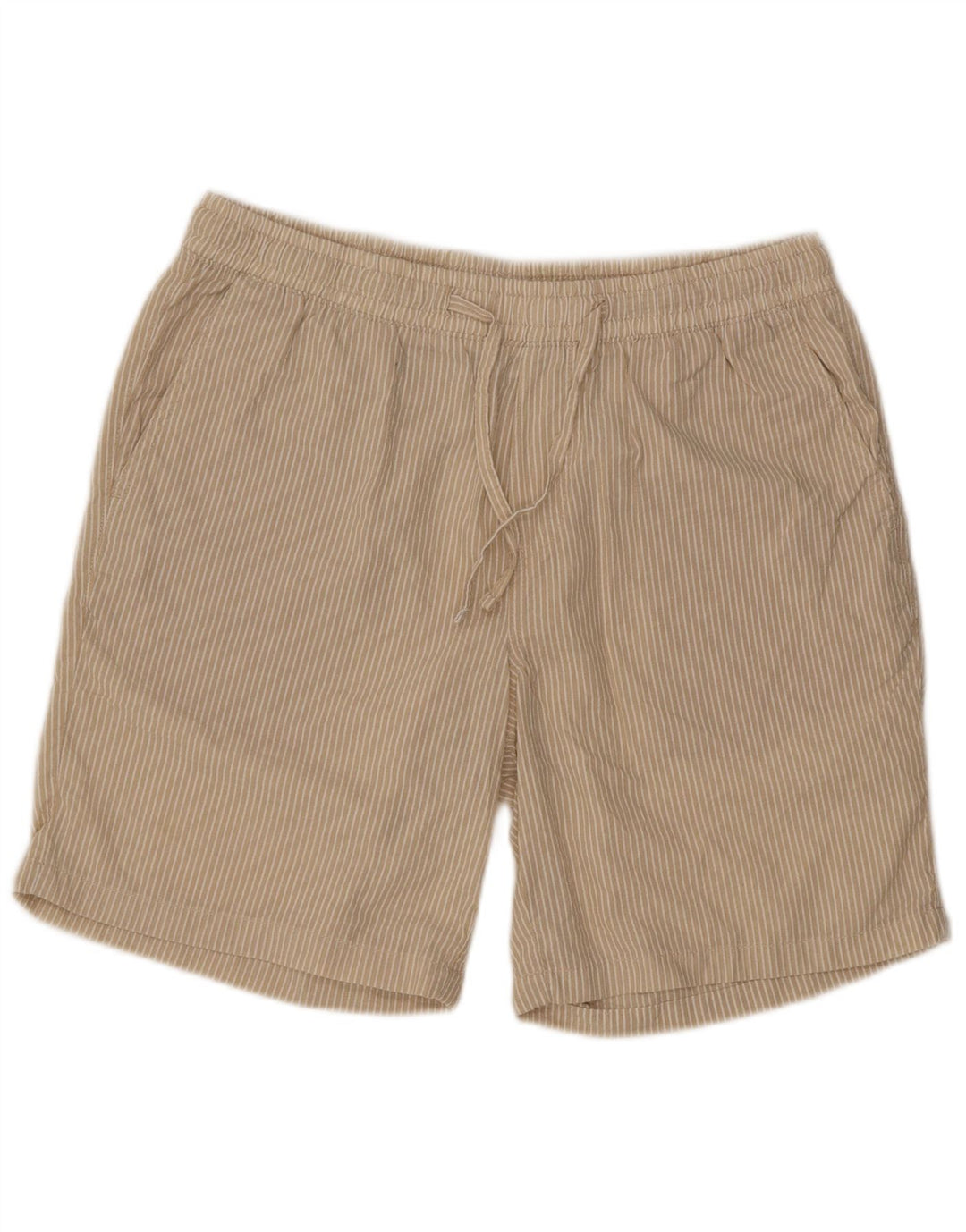 Jack & Jones Mens Sport Shorts Large  Beige Pinstripe Polyester