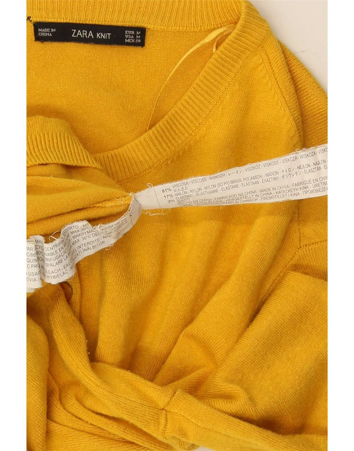 Zara Womens Cardigan Sweater UK 12 Medium Yellow Viscose