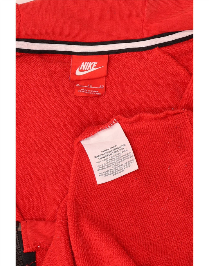 NIKE Mens Zip Hoodie Sweater XL Red Cotton