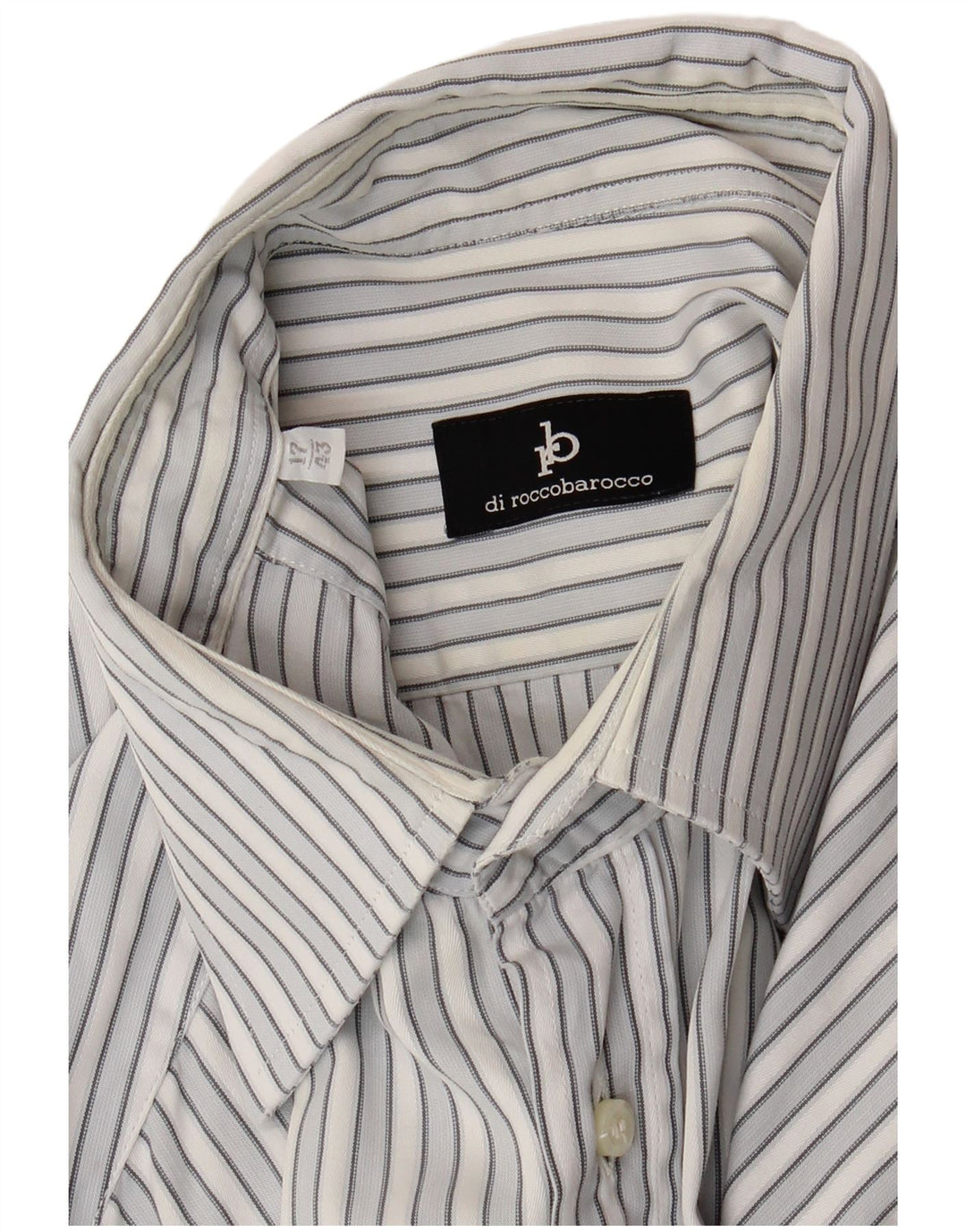 Roccobarocco Mens Shirt Size 43 17 XL Blue Striped