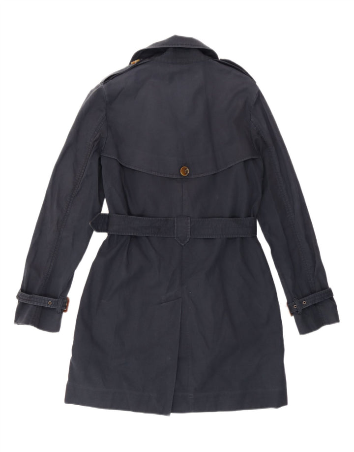 French Connection Womens Trench Coat UK 10 Small  Navy Blue Cotton