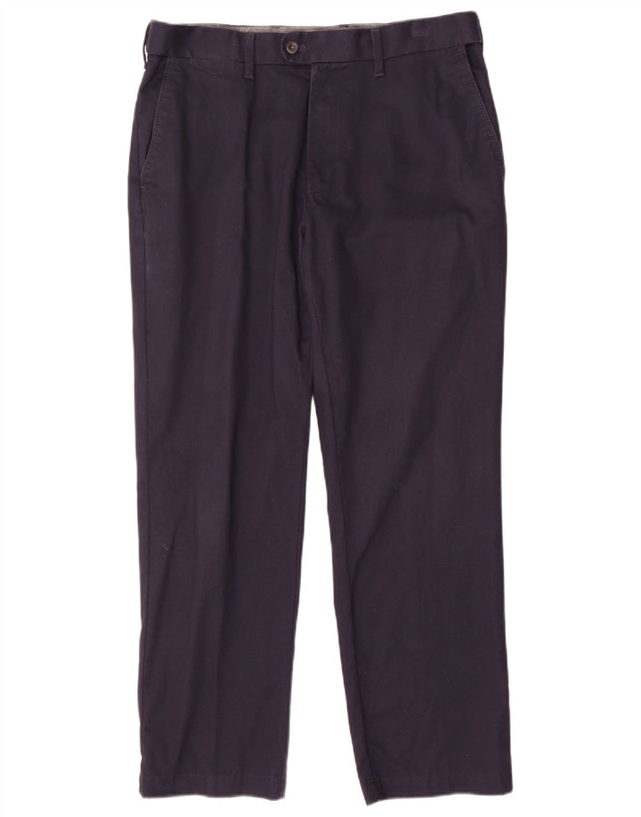 Pantaloni da abito regolari da uomo Marks & Spencer W34 L29 cotone blu navy