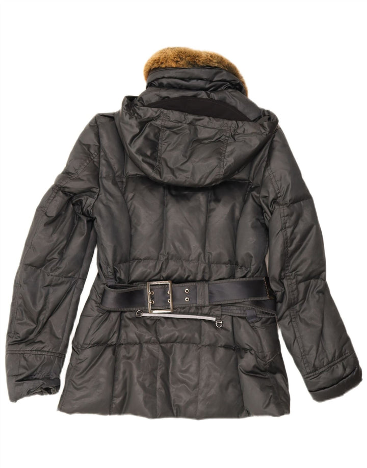 PEUTEREY Womens Hooded Padded Jacket IT 42 Medium Grey Cotton