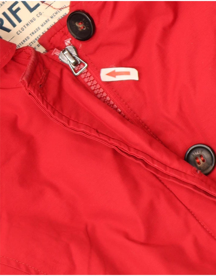 Rifle Womens Hooded Padded Jacket UK 14 Medium Red Cotton