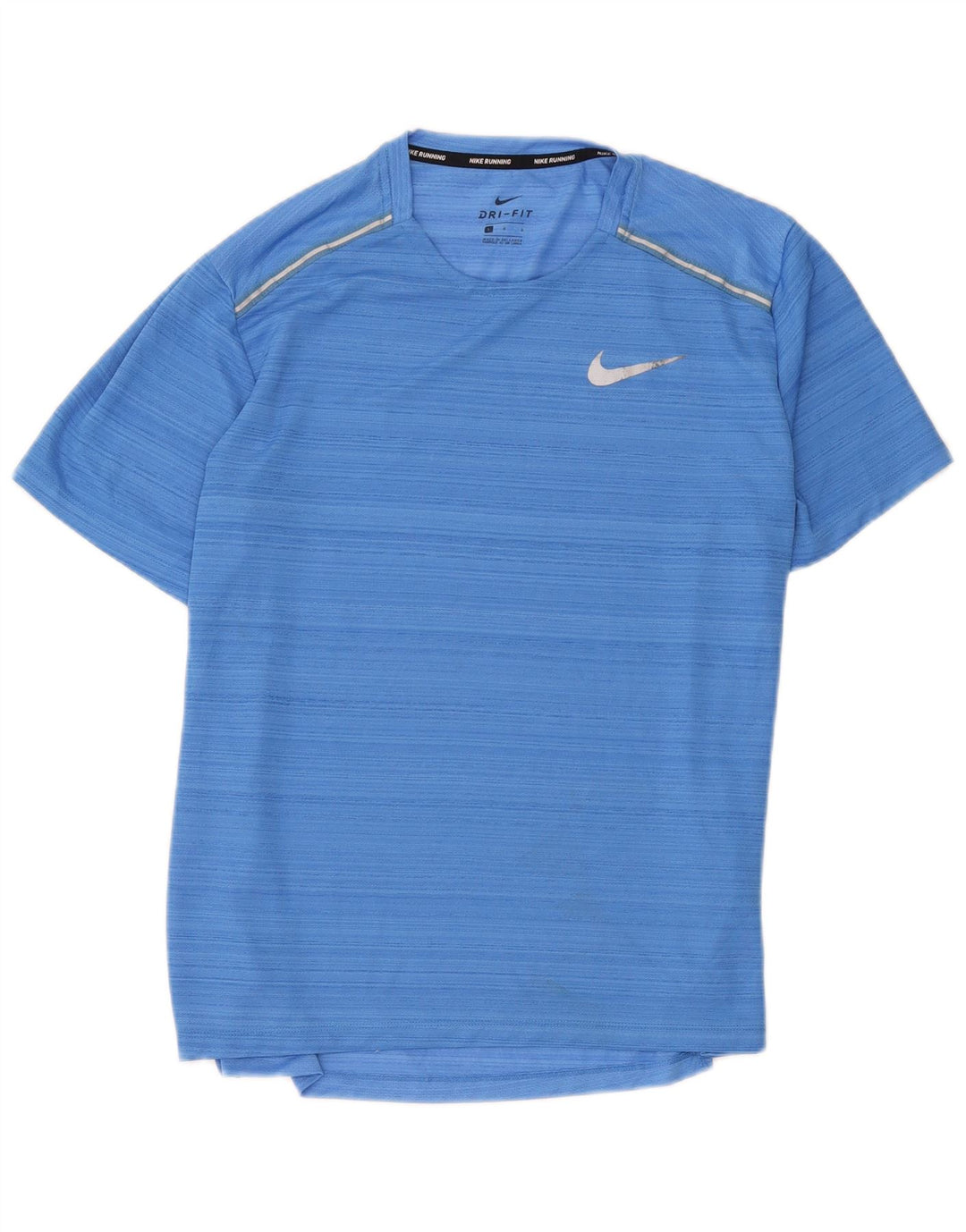 Nike Mens Dri Fit T-Shirt Top Large Blue Striped Polyester