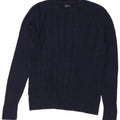 Zara Mens Crew Neck Jumper Sweater Medium Navy Blue Cotton