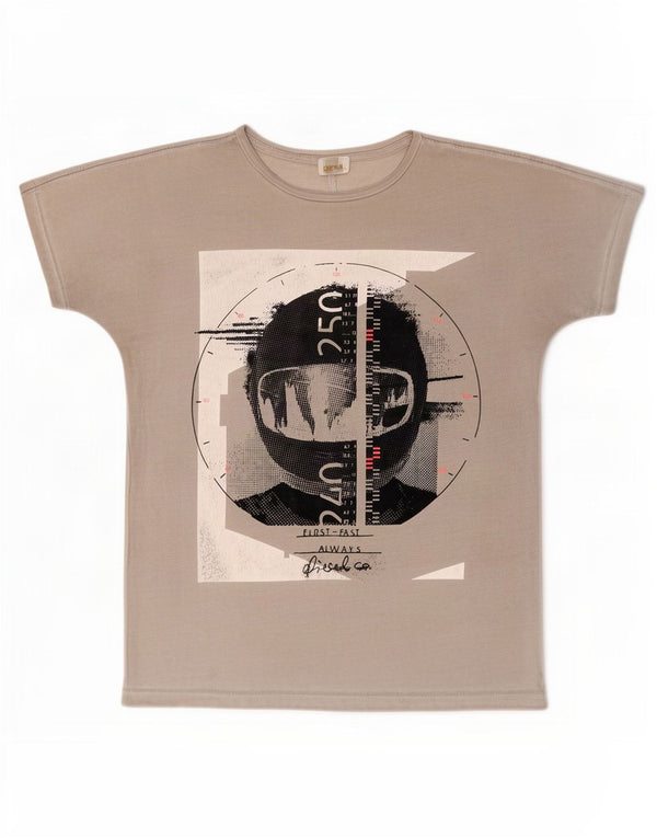 Diesel Mens Graphic T-Shirt Top Large Grey Cotton