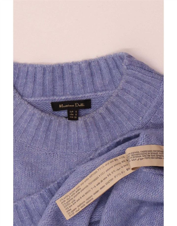 Damski sweter oversize Massimo Dutti z okrągłym dekoltem UK 10 Small Blue