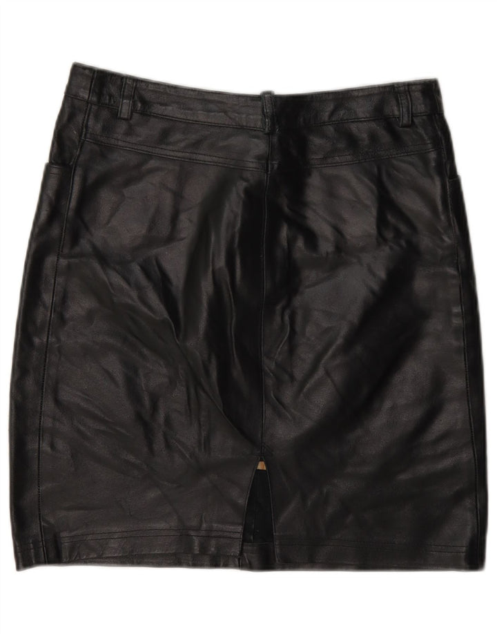 Vintage Womens Leather Skirt Medium W28 Black