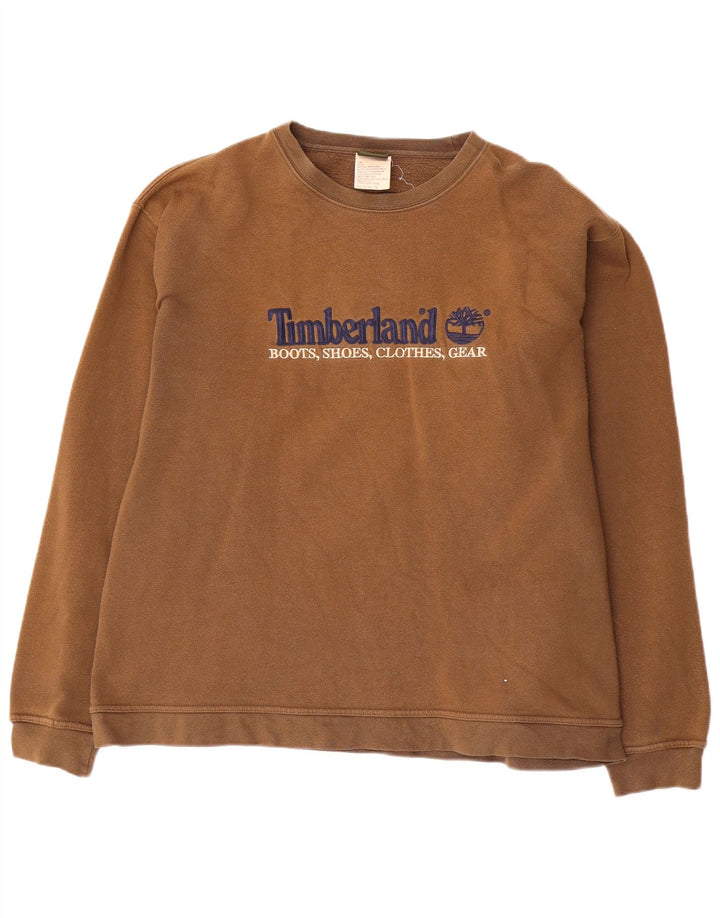 Timberland Mens Graphic Sweatshirt Jumper Medium Brown Cotton
