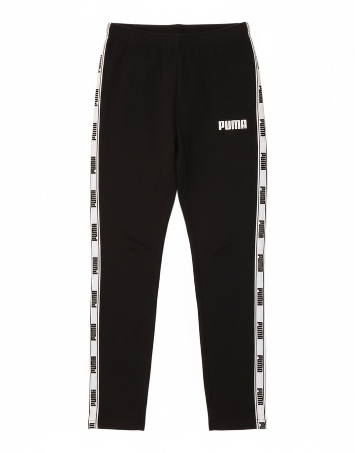 PUMA Womens Graphic Leggings UK 12 Medium  Black Colourblock Cotton