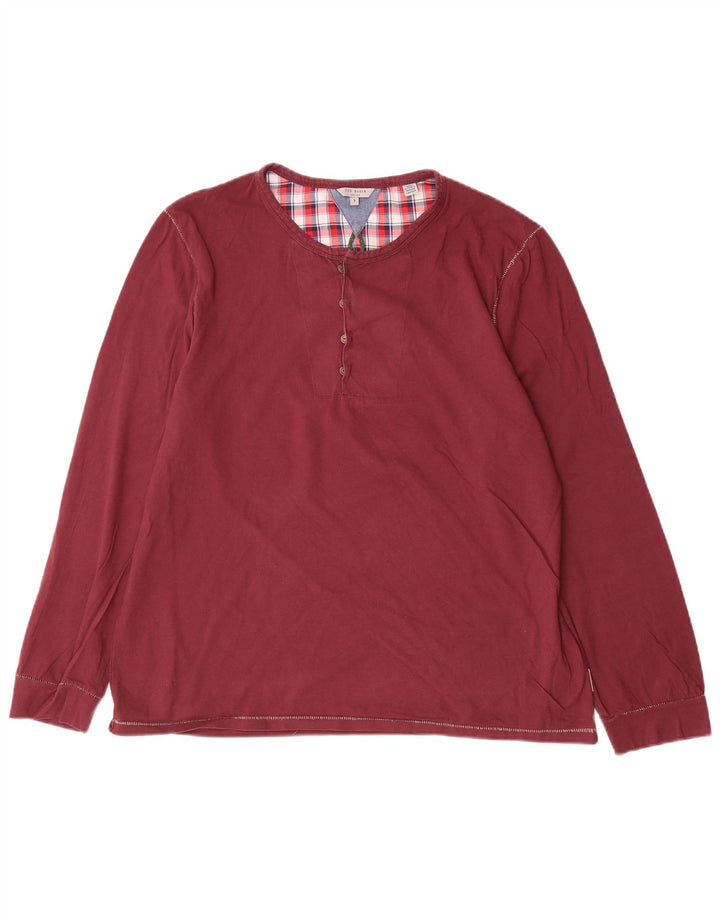 Ted Baker Damen-Top mit langen Ärmeln, Größe 5, XL, kastanienbraune Baumwolle