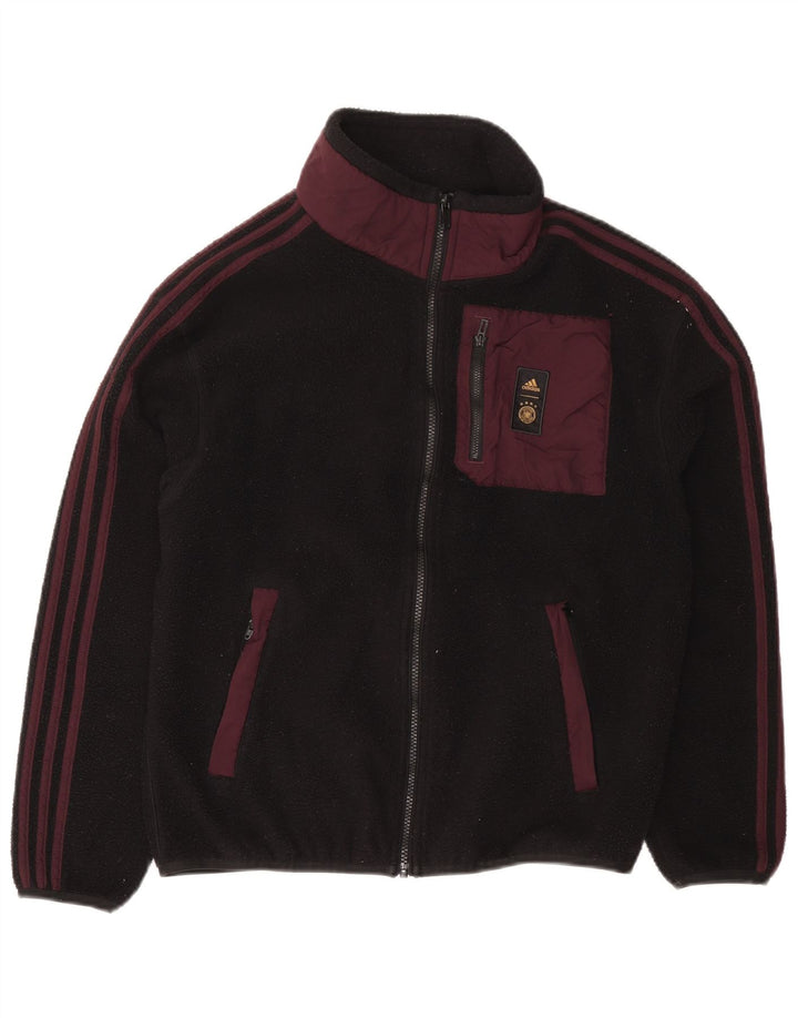 Adidas Fleecejakke til mænd UK 36 Small Black Colourblock Polyester