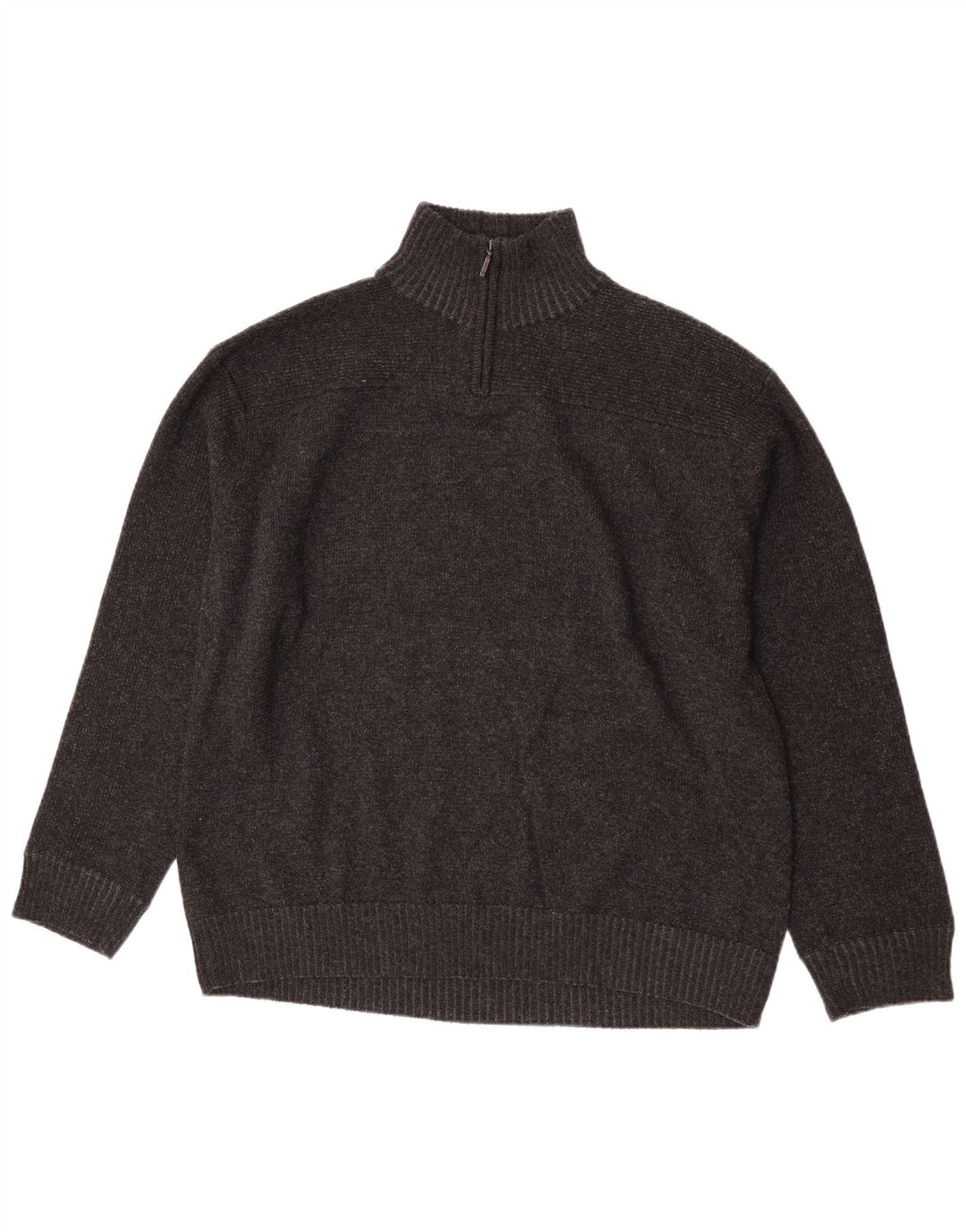 Marks & Spencer Mens Zip Neck Jumper Sweater XL Grey Lambswool