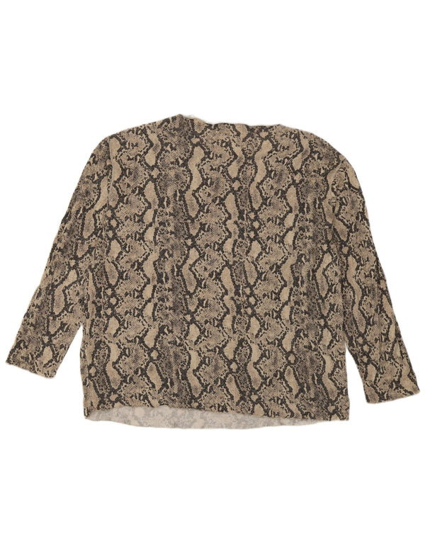 Maglia a maniche lunghe da donna ZARA UK 20 2XL Viscosa con stampa animalier beige