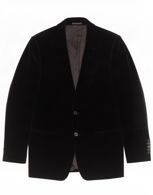 Zara Veste blazer en velours à 2 boutons pour homme EU 50 en coton noir moyen