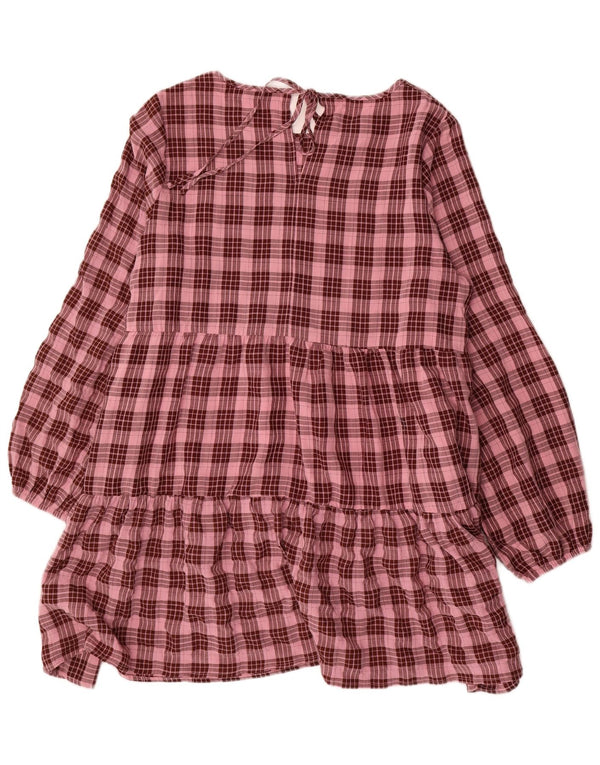 Oasis Dame Langærmet Tiered Kjole UK 16 Large Pink Ternet Polyester