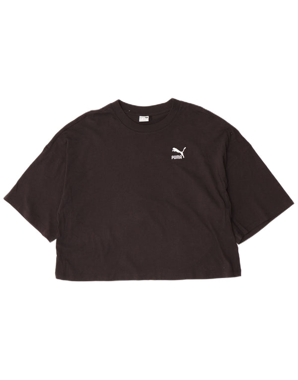 Puma Womens Crop T-Shirt Top UK 16 Large Black Cotton