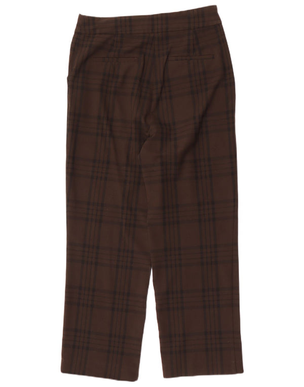 Zara Womens Straight Chino Trousers Large W30 L29 Brown Check Polyester