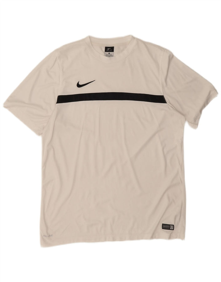 Nike Mens Dri Fit T-Shirt Top XL White Colourblock Polyester