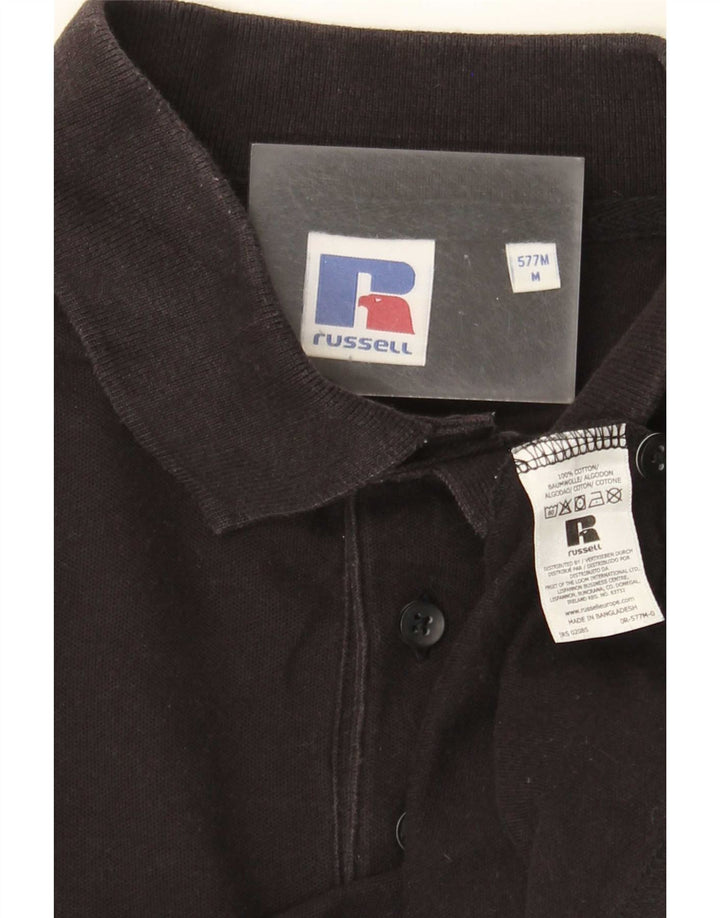 Russell Athletic Mens Polo Shirt Medium Black Cotton
