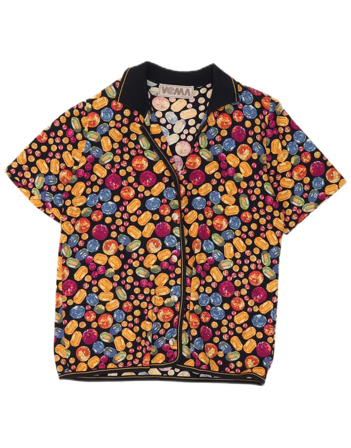 Vintage Womens Short Sleeve Shirt Blouse UK 14 Medium Multicoloured Spotted