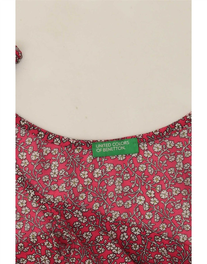Benetton Damen Cami Top UK 12 Mittelrot geblümt