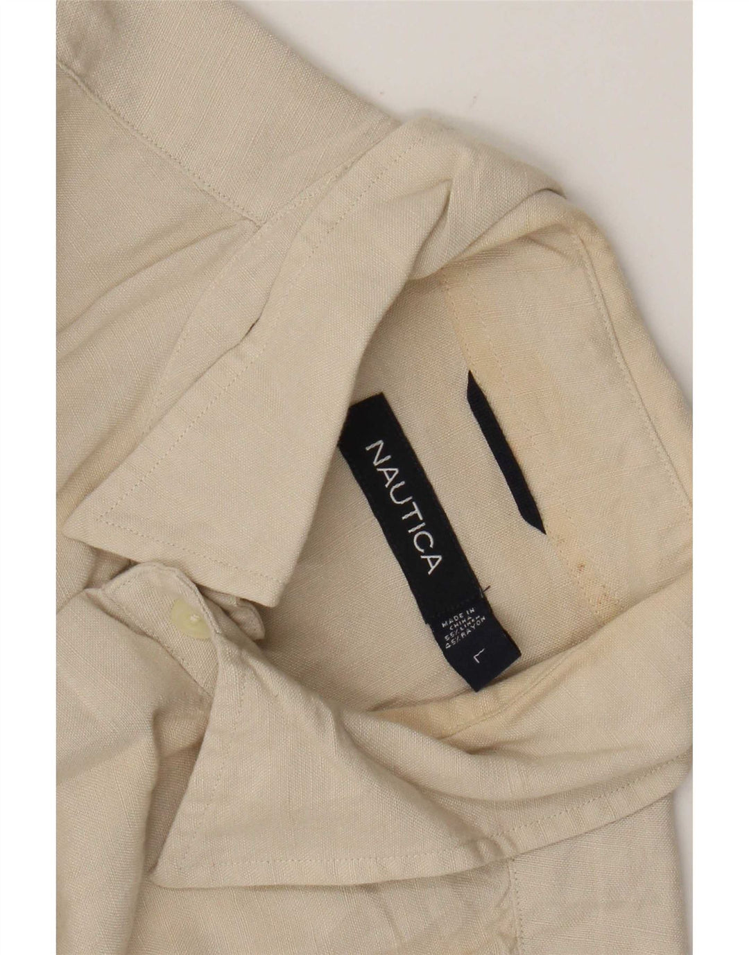 Camicia a maniche corte da uomo Nautica grande in lino beige