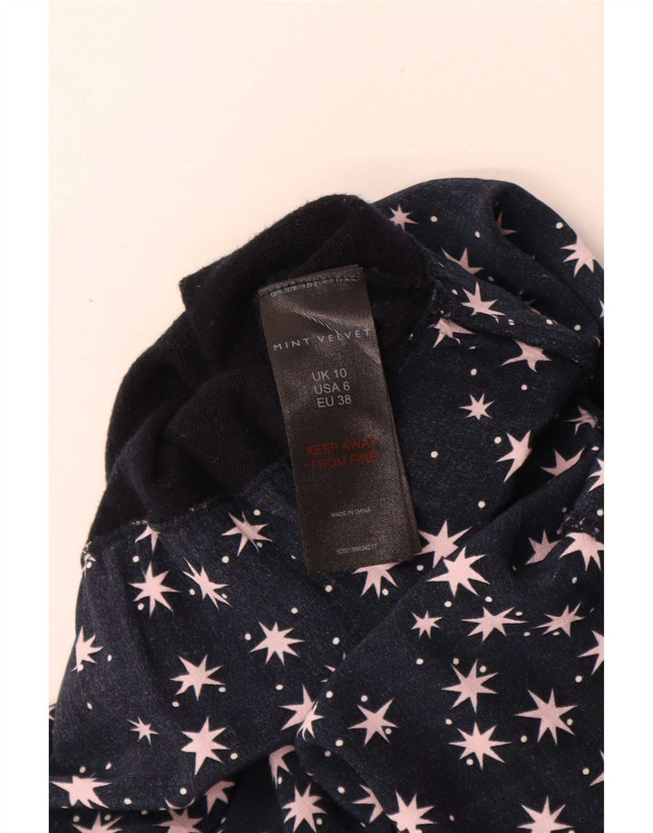 MINT VELVET Vestido básico con patrón abstracto para mujer UK 10 Small Azul marino