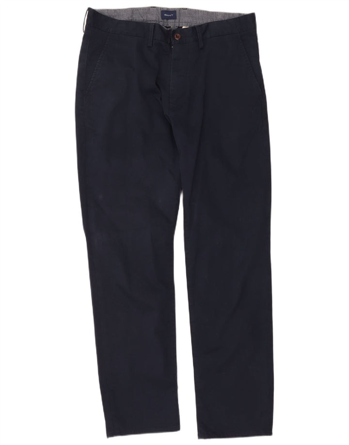 Gant Mens Straight Regular Chino Trousers W36 L31 Navy Blue