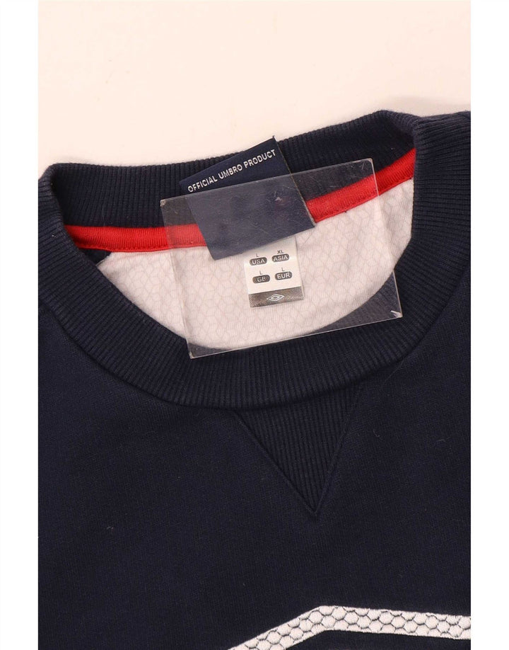 Umbro Herre Grafisk Sweatshirt Jumper Large Navy Blue Colourblock
