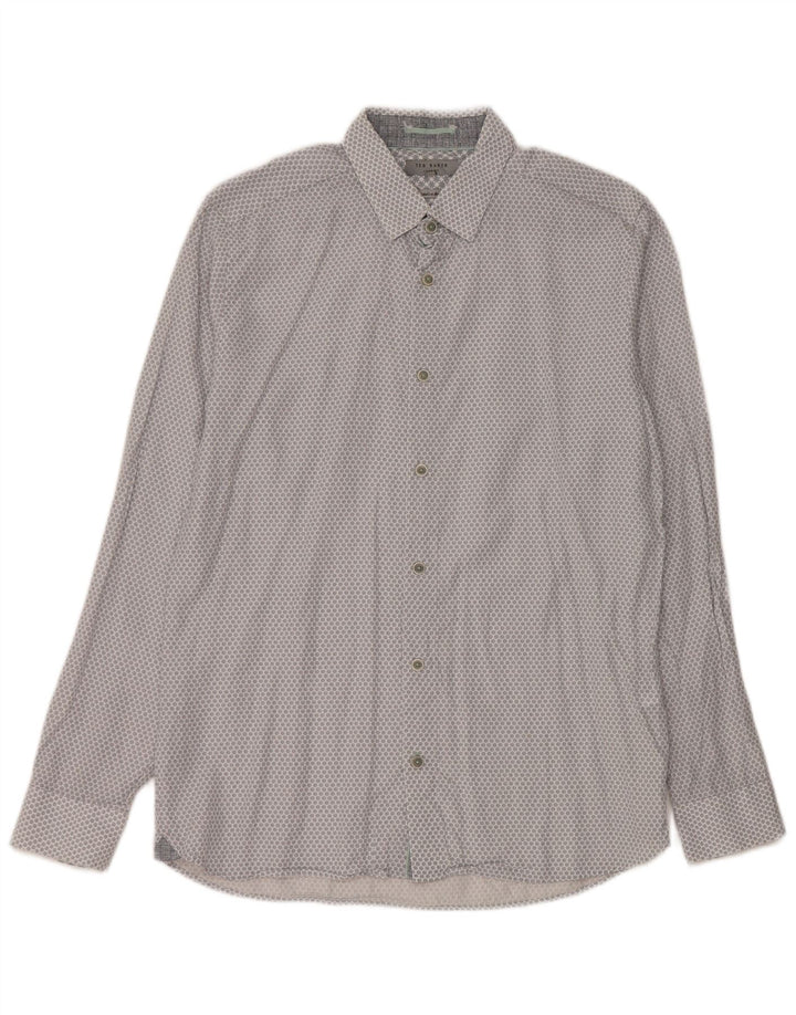 Ted Baker Herreskjorte str. 3 Medium Grey Spotted Lyocell