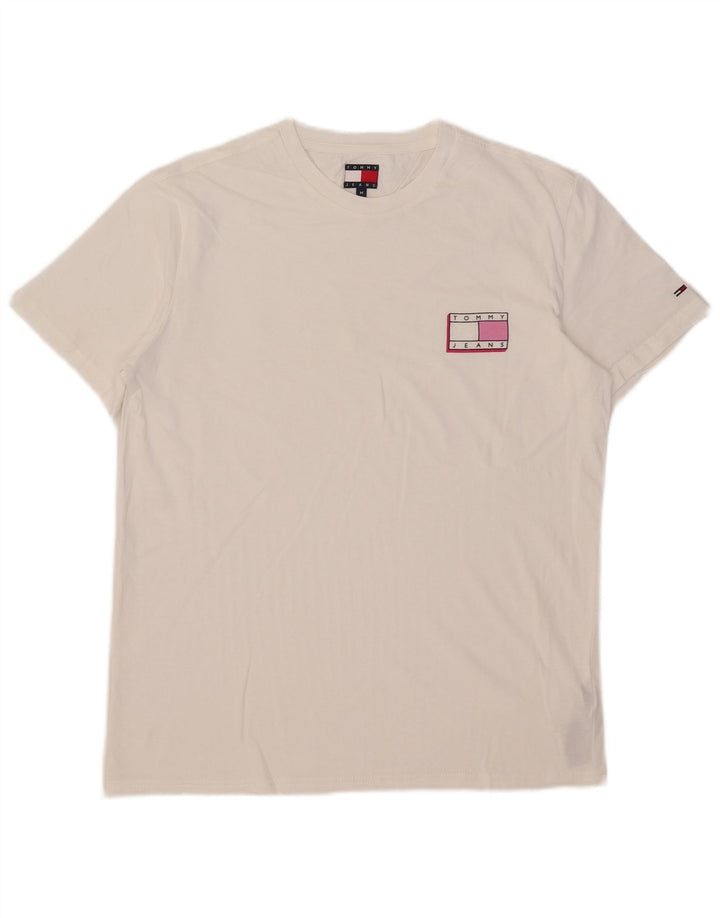 Tommy Hilfiger Herre T-Shirt Top Medium Hvid Bomuld