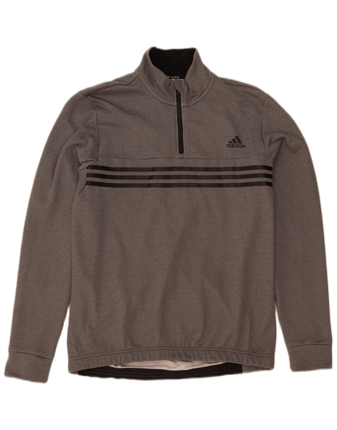 Adidas Mens Zip Neck Sweatshirt Jumper Large Grey Polyester