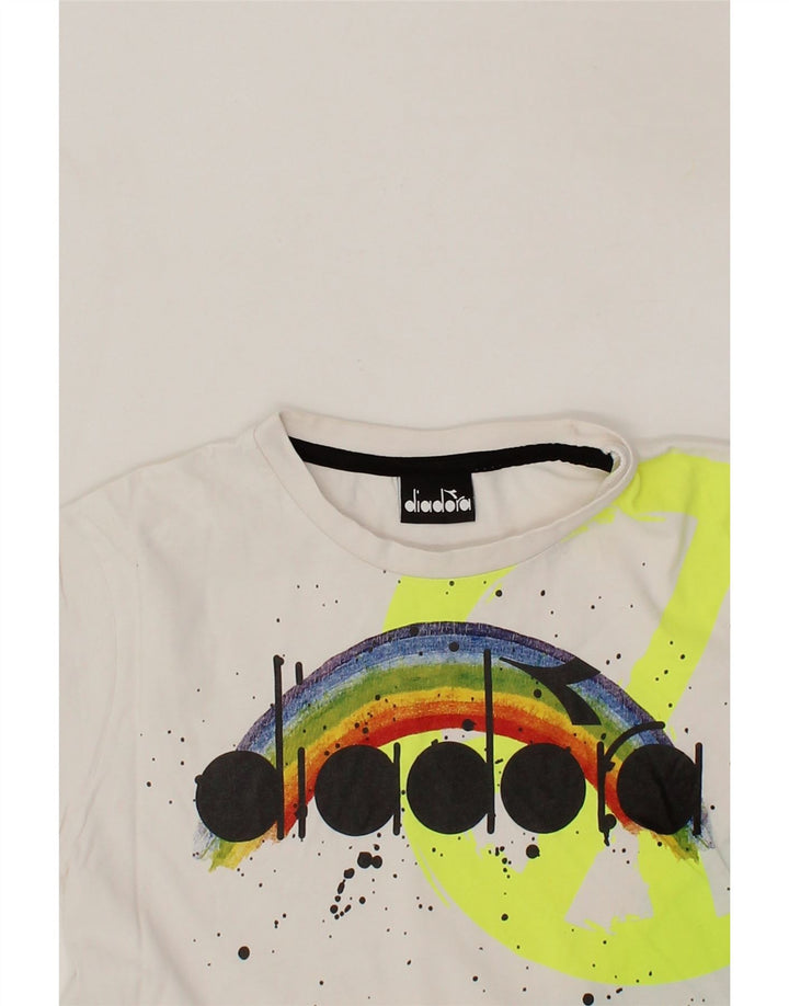 DIADORA Boys Graphic T-Shirt Top 8-9 Years White Vintage Diadora and Second-Hand Diadora from Messina Hembry 