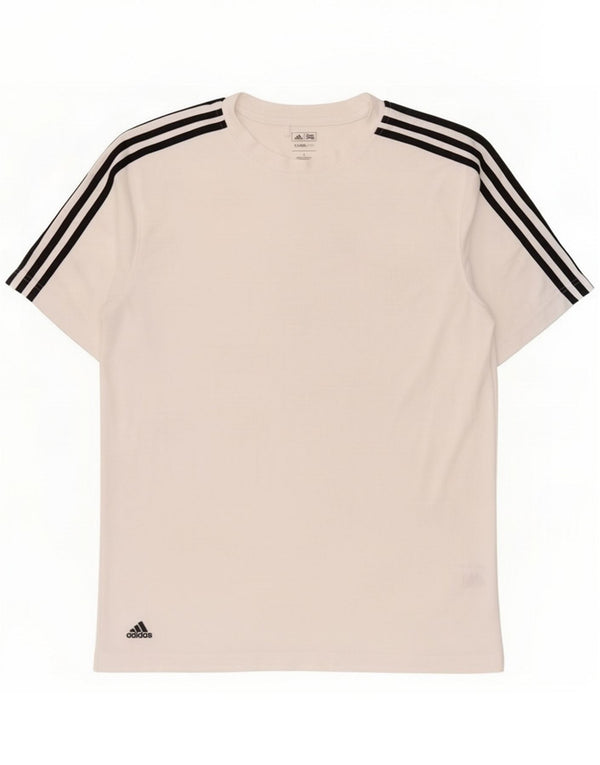 Adidas Uomo Climalite T-shirt Top Large Bianco Poliestere