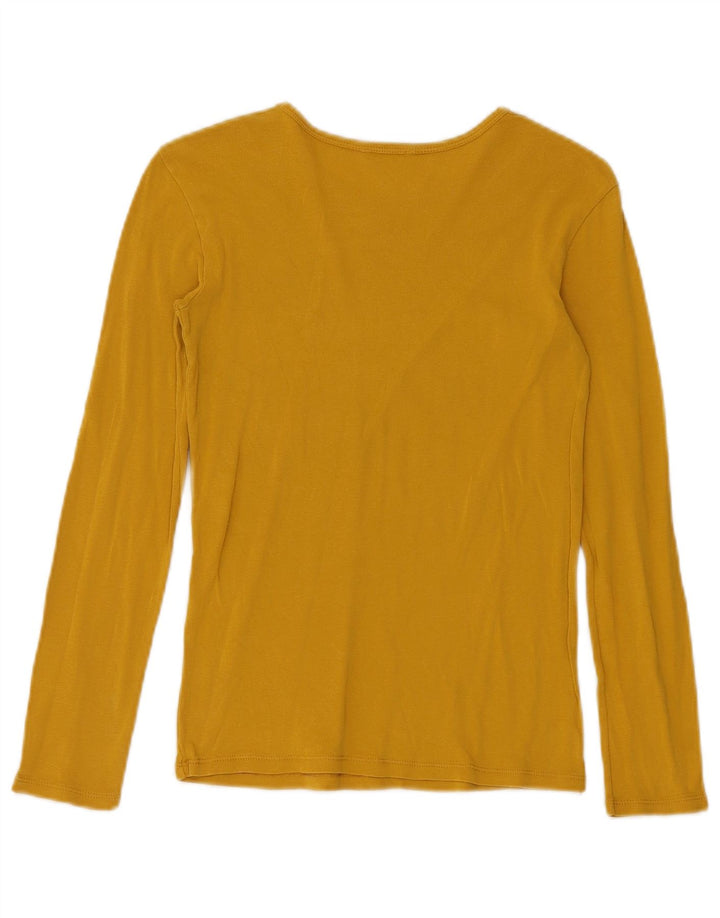 Benetton Womens Graphic Top Long Sleeve UK 8 Small Yellow