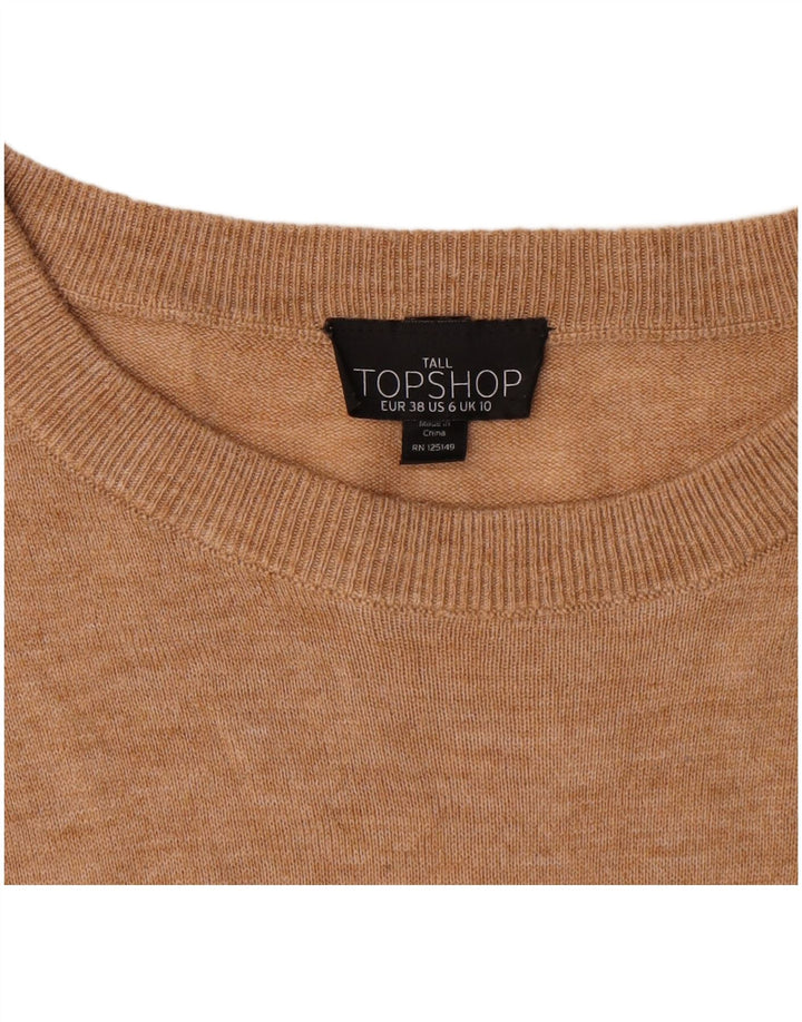Topshop Womens Oversized Top Long Sleeve UK 10 Small Beige
