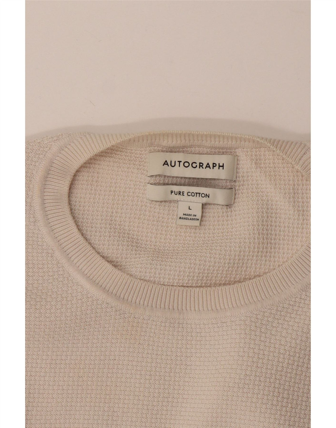 Marks & Spencer Mens Autograph Crew Neck Jumper Sweater Large White Cotton