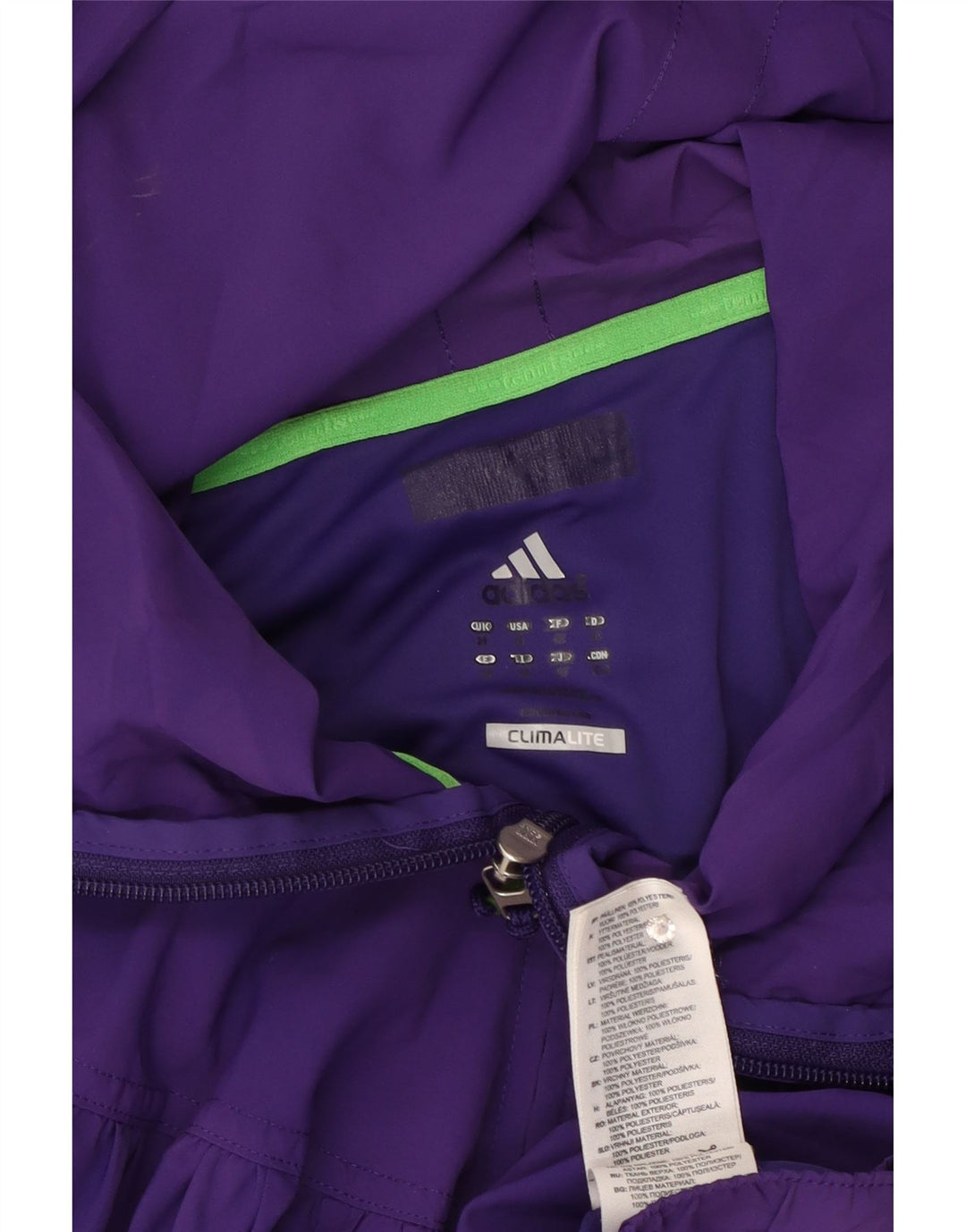 Adidas Womens Hooded Tracksuit Top Jacket UK 16 Large Purple Polyester